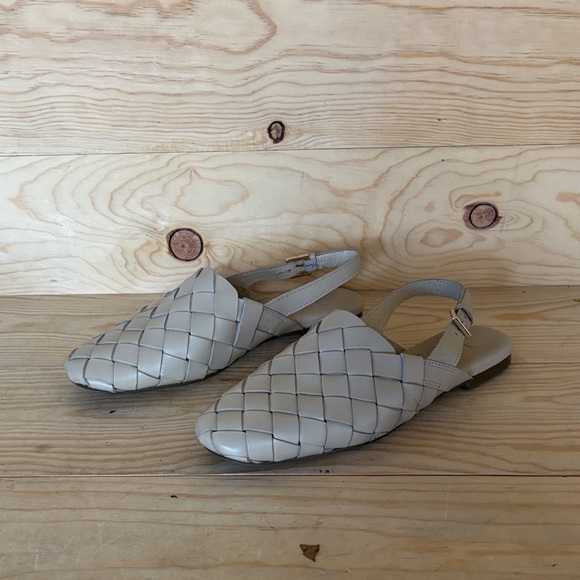 J. Crew Shoes - J. Crew Woven Leather‎ Slingback Flats in taupe
